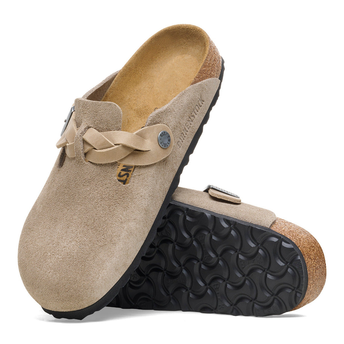 Birkenstock 1026694 Women's Boston Braid Taupe Suede - Narrow