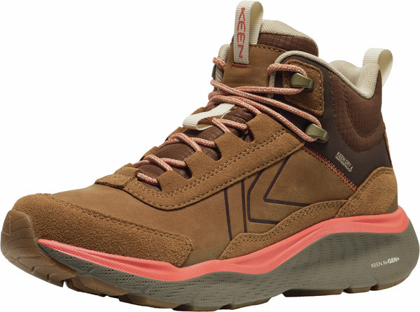 KEEN 1031190 Women's Leiki Leather Mid WP - Chipmunk/Bison