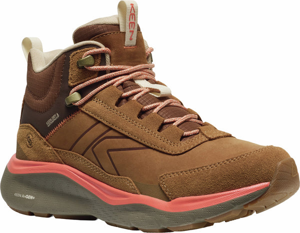 KEEN 1031190 Women's Leiki Leather Mid WP - Chipmunk/Bison
