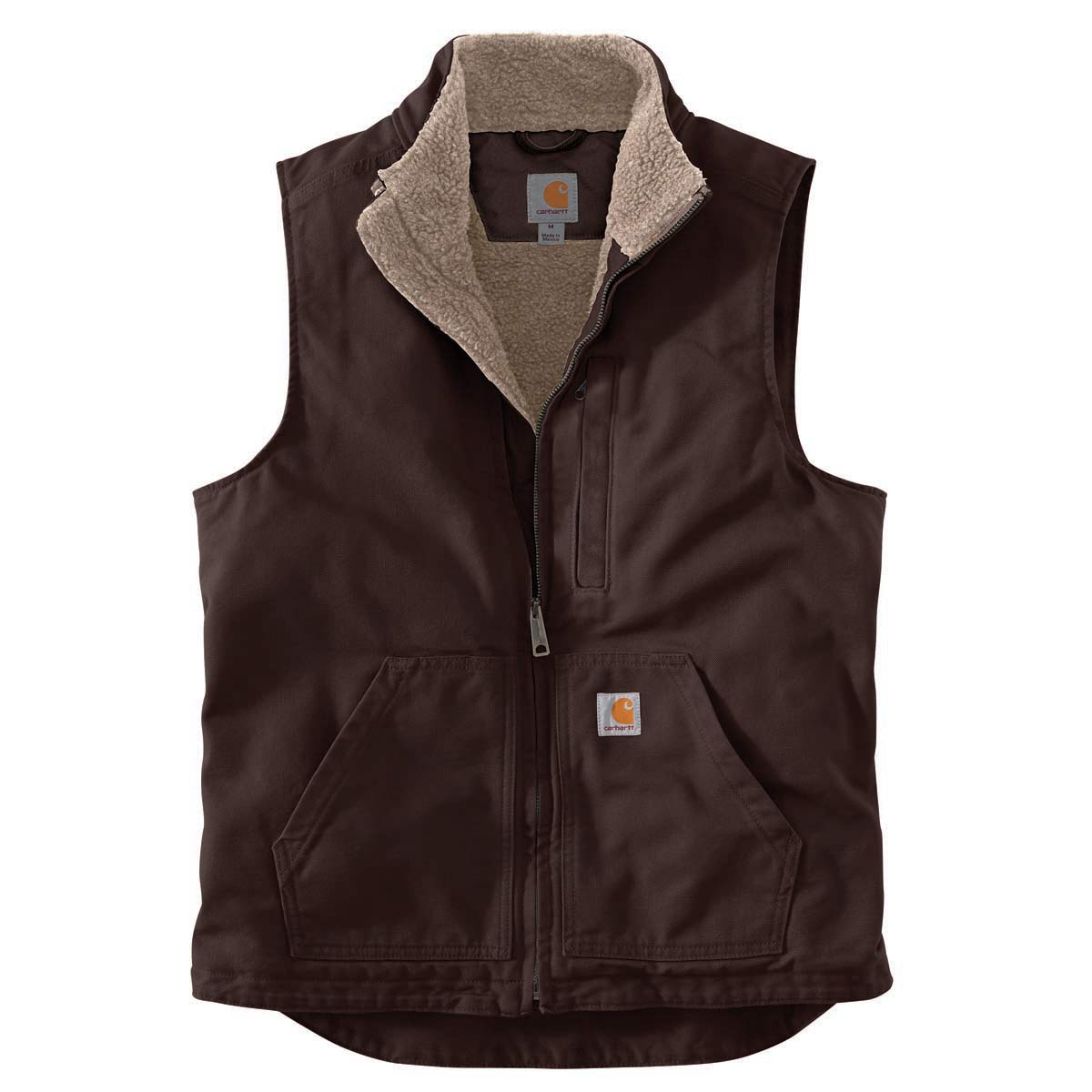 Carhartt-Men's Loose Fit Washed Duck Sherpa-Lined Mock Neck Vest