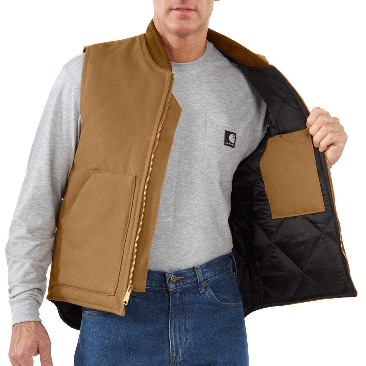 Carhartt-Men's V01 Relaxed Fit Firm Duck Insulated Rib Collar Vest