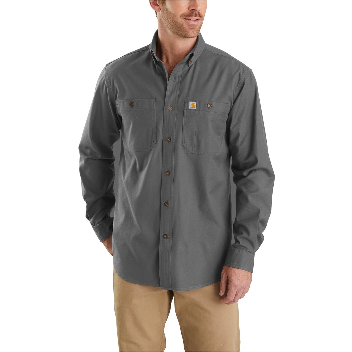 Carhartt Men's Rugged Flex Relaxed Fit Midweight Canvas Short-Sleeve Shirt,  Seacliff, XX-Large