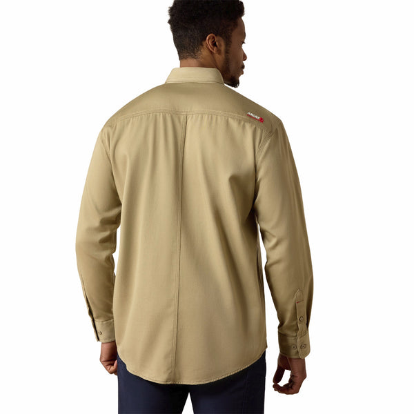 Ariat 10012251 Men's Flame Resistant Solid Long Sleeve Work Shirt - Khaki