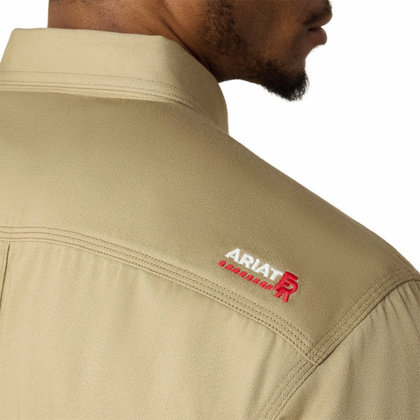 Ariat 10012251 Men's Flame Resistant Solid Long Sleeve Work Shirt - Khaki