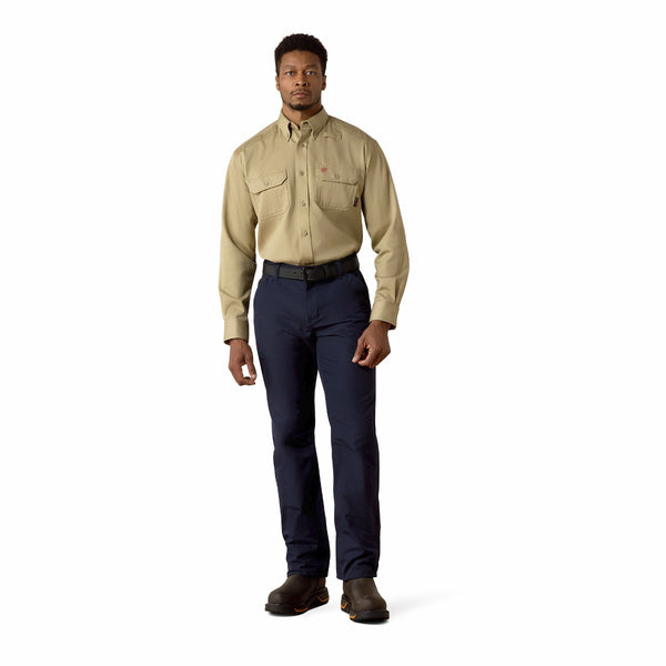 Ariat 10012251 Men's Flame Resistant Solid Long Sleeve Work Shirt - Khaki