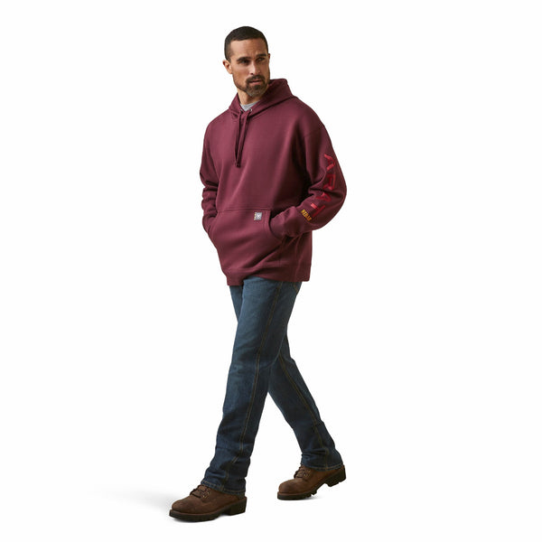 Ariat 10046663 Men's Rebar Workman Graphic Hoodie - Malbec/Brick Red