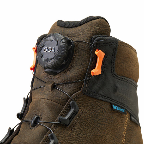 Ariat 10048060 Men's Stump Jumper 6 Inch BOA Waterproof Composite Toe Work Boot-Iron Coffee
