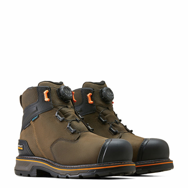 Ariat 10048060 Men's Stump Jumper 6 Inch BOA Waterproof Composite Toe Work Boot-Iron Coffee