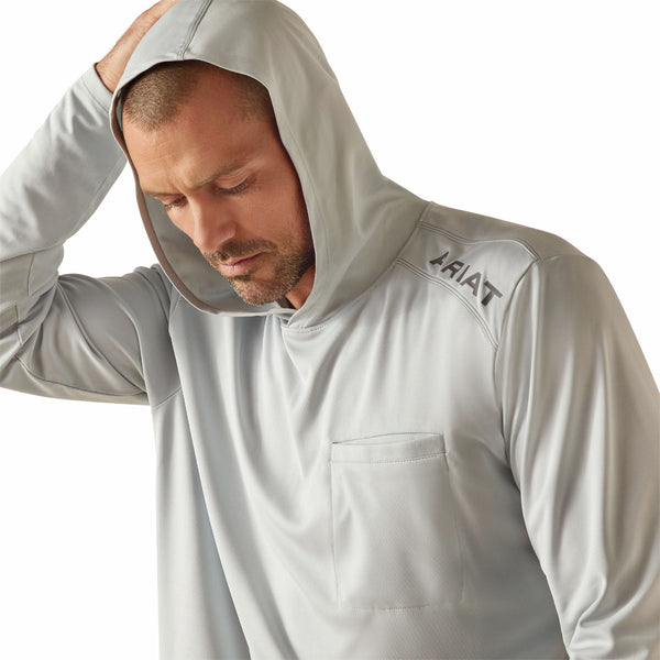 Ariat 10048979 Men's Rebar Sunblocker Long Sleeve Hooded T-Shirt-Pearl Grey