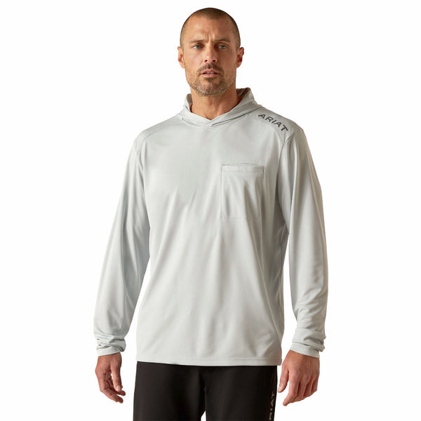 Ariat 10048979 Men's Rebar Sunblocker Long Sleeve Hooded T-Shirt-Pearl Grey