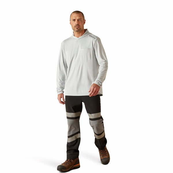 Ariat 10048979 Men's Rebar Sunblocker Long Sleeve Hooded T-Shirt-Pearl Grey