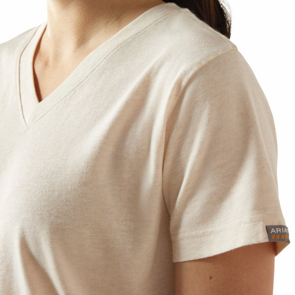 Ariat 10054438 Women's Rebar Cotton Strong Standard V-Neck T-Shirt - Sun Kiss Heather