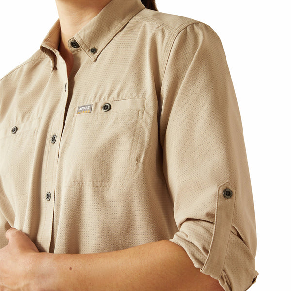 Ariat 10054859 Women's Rebar Made Tough 360 Airflow Durastretch Work Shirt - Island Fossil