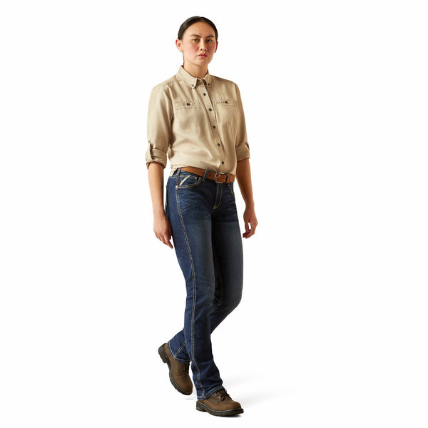 Ariat 10054859 Women's Rebar Made Tough 360 Airflow Durastretch Work Shirt - Island Fossil