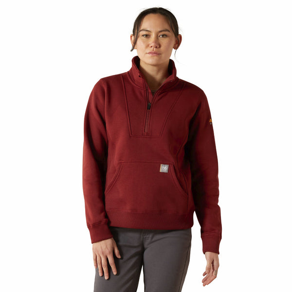 Ariat 10062331 Women's Rebar Traverse Flannel Neck Sweatshirt - Madder Brown