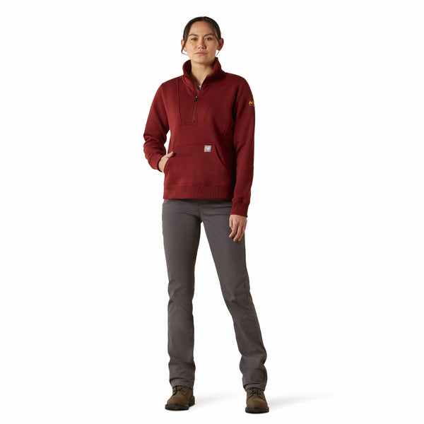 Ariat 10062331 Women's Rebar Traverse Flannel Neck Sweatshirt - Madder Brown
