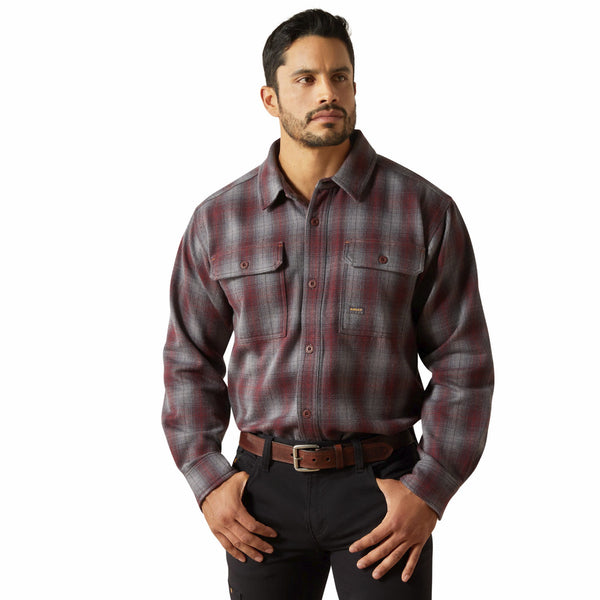 Ariat 10062338 Men's Rebar Heavy Flannel Work Shirt - Charcoal