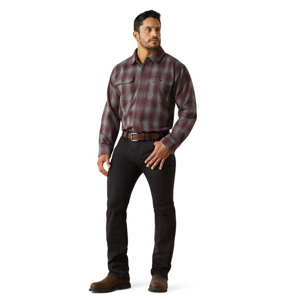 Ariat 10062338 Men's Rebar Heavy Flannel Work Shirt - Charcoal