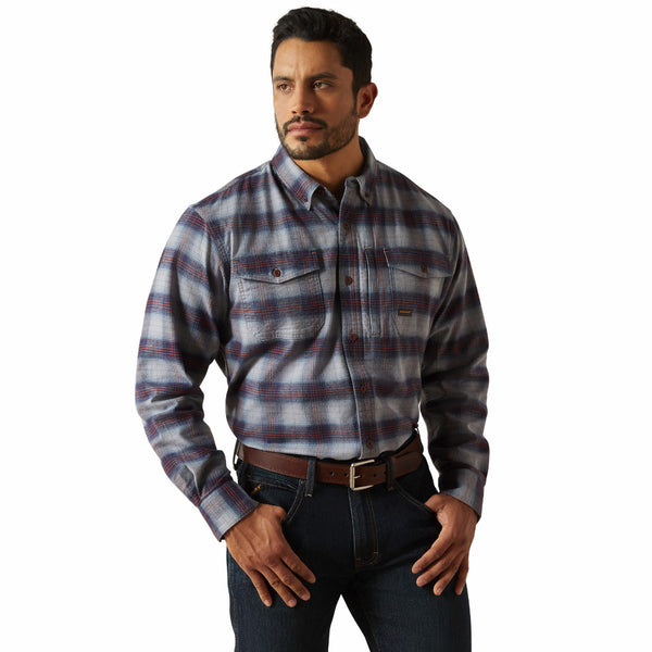 Ariat 10062534 Men's Rebar Flannel DuraStretch Work Shirt - Orion Blue
