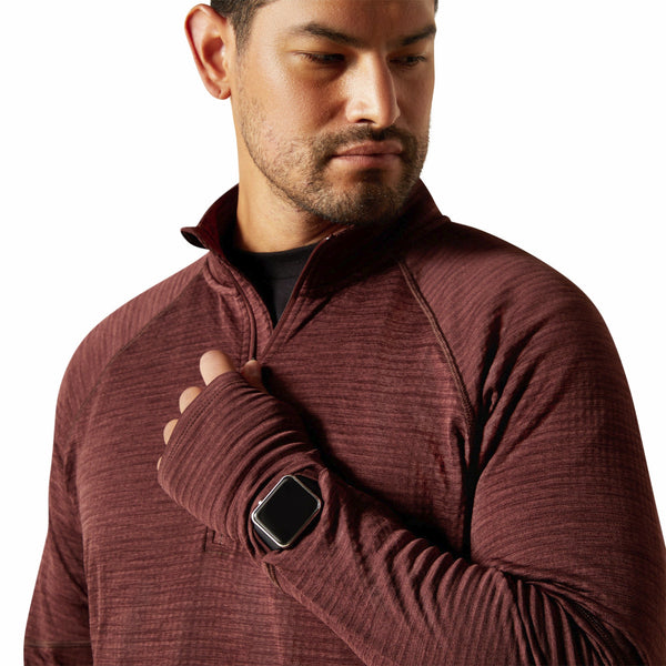 Ariat 10062609 Men's Rebar Gridwork 1/4 Zip - Bitter Chocolate