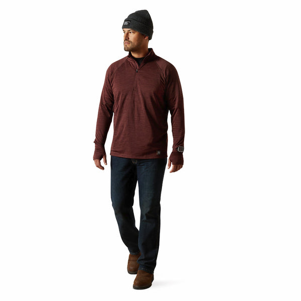 Ariat 10062609 Men's Rebar Gridwork 1/4 Zip - Bitter Chocolate