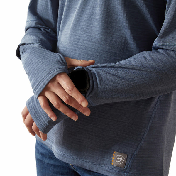 Ariat 10062611 Women's Rebar Gridwork 1/4 Zip - Moonlight Blue