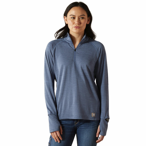 Ariat 10062611 Women's Rebar Gridwork 1/4 Zip - Moonlight Blue