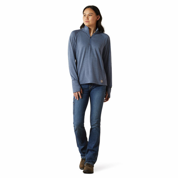 Ariat 10062611 Women's Rebar Gridwork 1/4 Zip - Moonlight Blue