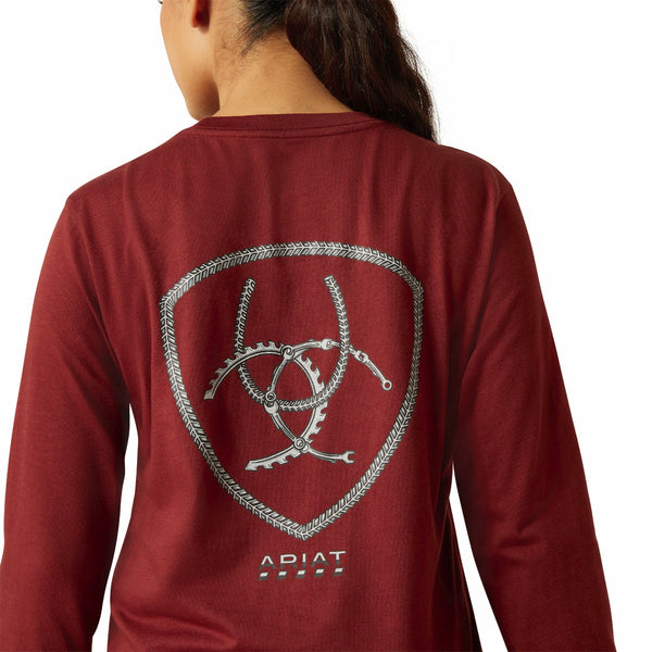 Ariat 10062697 Women's Rebar Cotton Strong Workshop Logo T-Shirt - Madder Brown