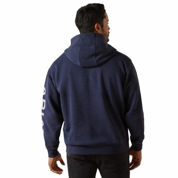 Ariat 10062708 Men's Rebar Lightweight Logo Hoodie - Navy Heather/Alloy