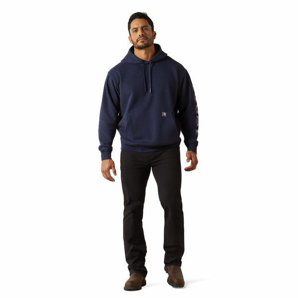 Ariat 10062708 Men's Rebar Lightweight Logo Hoodie - Navy Heather/Alloy