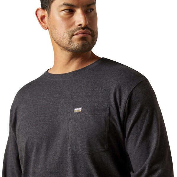 Ariat 10062749 Men's Rebar Cotton Strong Standard Pocket T-Shirt - Charcoal Heather