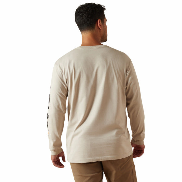 Ariat 10062756 Men's Rebar Cotton Strong Standard Logo Pocket Long Sleeve T-Shirt - String/Black