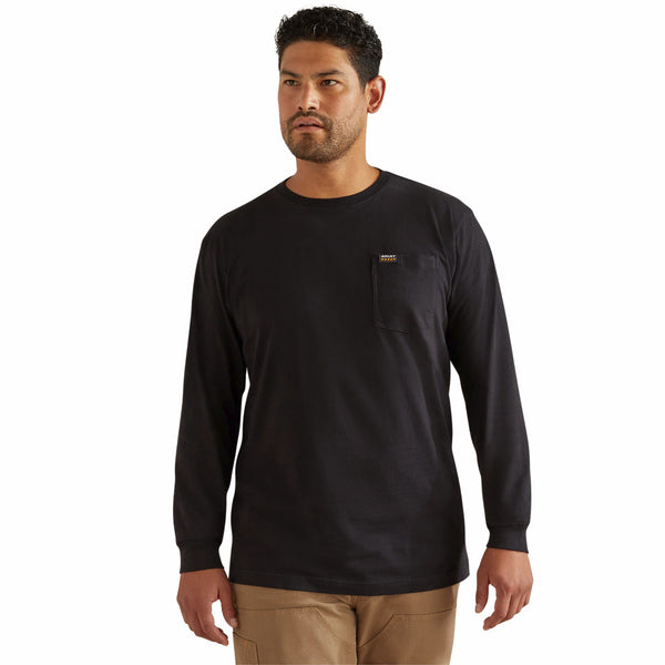 Ariat 10062762 Men's Rebar Cotton Strong Hardhead Long Sleeve T-Shirt - Black