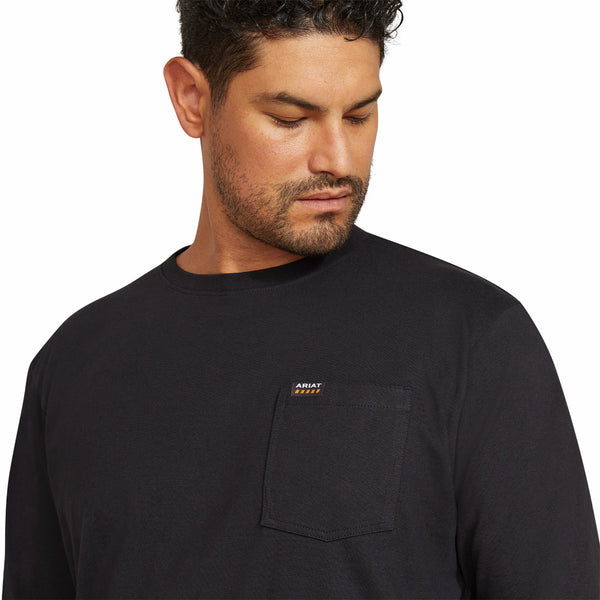 Ariat 10062762 Men's Rebar Cotton Strong Hardhead Long Sleeve T-Shirt - Black