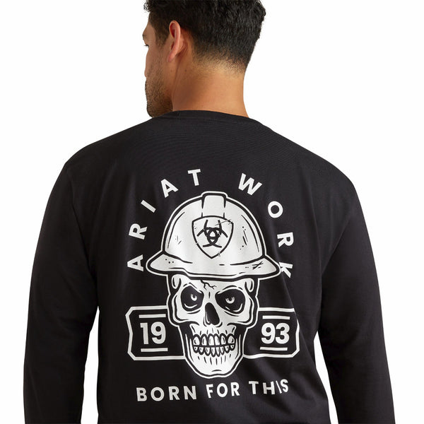 Ariat 10062762 Men's Rebar Cotton Strong Hardhead Long Sleeve T-Shirt - Black