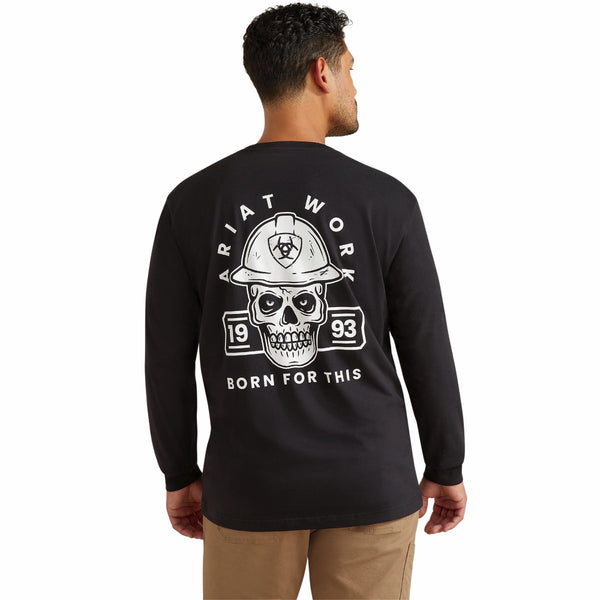 Ariat 10062762 Men's Rebar Cotton Strong Hardhead Long Sleeve T-Shirt - Black