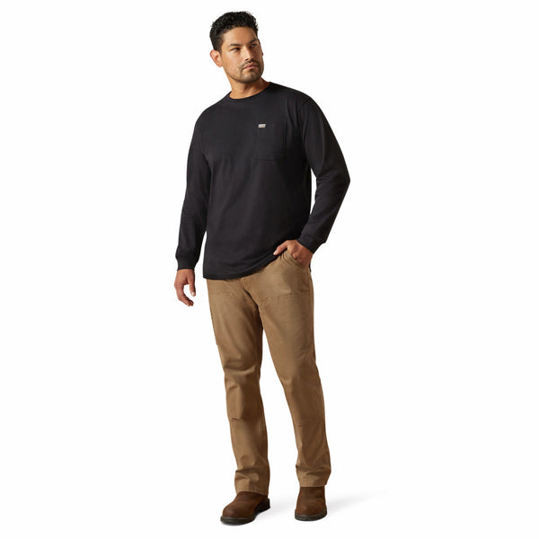 Ariat 10062762 Men's Rebar Cotton Strong Hardhead Long Sleeve T-Shirt - Black