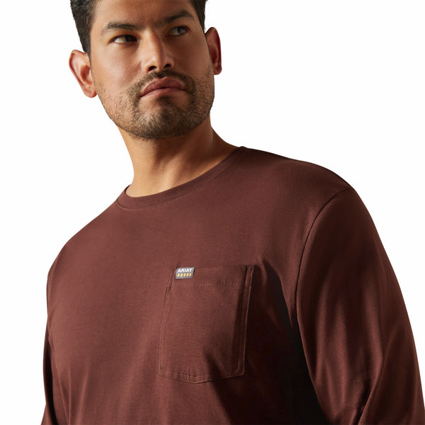 Ariat 10062763 Rebar Cotton Strong Hardhead T-Shirt - Bitter Chocolate