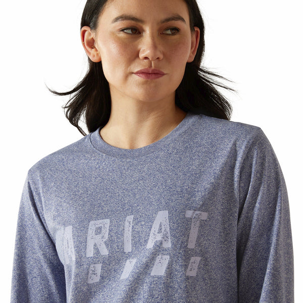 Ariat 10062782 Women's Rebar Cotton Strong Logo T-Shirt - Ensign Blue Heather