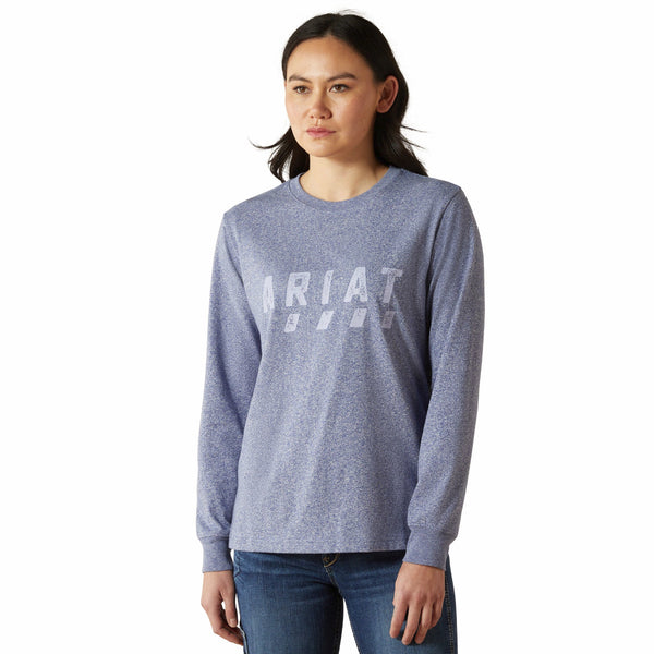 Ariat 10062782 Women's Rebar Cotton Strong Logo T-Shirt - Ensign Blue Heather