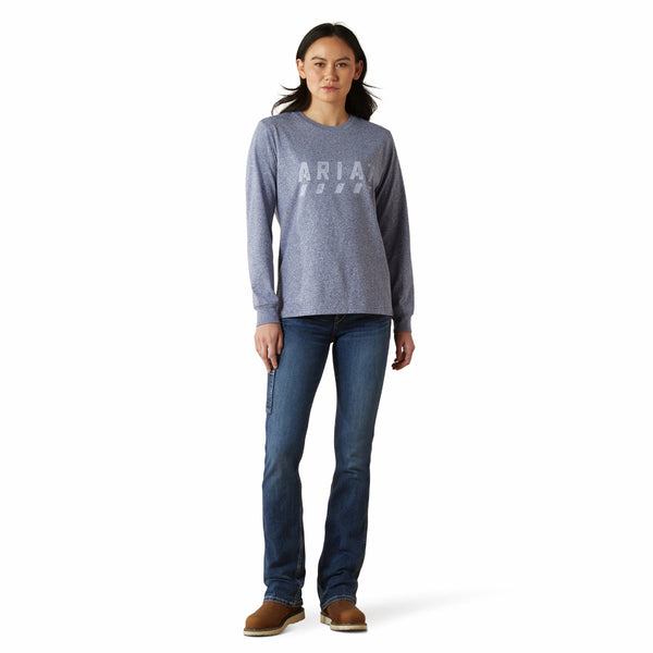 Ariat 10062782 Women's Rebar Cotton Strong Logo T-Shirt - Ensign Blue Heather