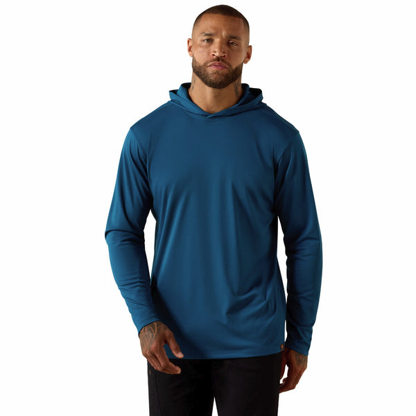Ariat 10071108 Men's Rebar Sunblocker Outdoor Hooded Long Sleeve T-Shirt - Legion Blue