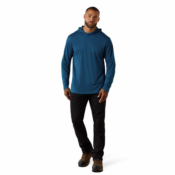 Ariat 10071108 Men's Rebar Sunblocker Outdoor Hooded Long Sleeve T-Shirt - Legion Blue
