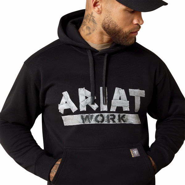 Ariat 10071151 Men's Rebar Lightweight Duct Logo Hoodie - Black