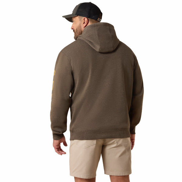 Ariat 10071201 Men's Rebar Lightweight Logo Hoodie - Major Brown Heather/Wood Thrush