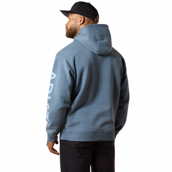 Ariat 10071246 Men's Rebar Lightweight Logo Hoodie - Baleen Blue Heather/Dusty Blue