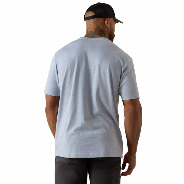 Ariat 10071288 Men's Rebar Cotton Strong Standard Pocket Short Sleeve T-Shirt - Washed Rain Heather