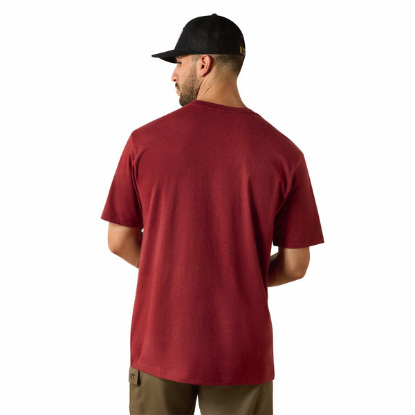 Ariat 10071289 Men's Rebar Cotton Strong Standard Pocket Short Sleeve T-Shirt - Brandy Snifter Heather