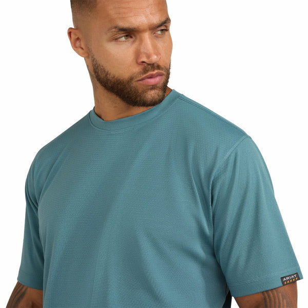 Ariat 10071313 Men's Rebar Heat Fighter Textured Logo T-Shirt - Hydro